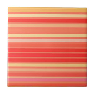 Blended Stripes, Shades of Coral Orange Ceramic Tile