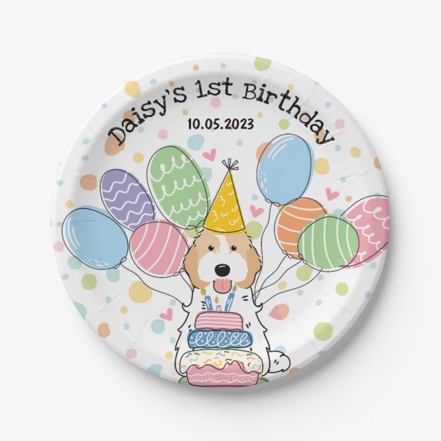 Blenheim Apricot Cockapoo Cavapoo Dog Birthday  Paper Plate (Front)