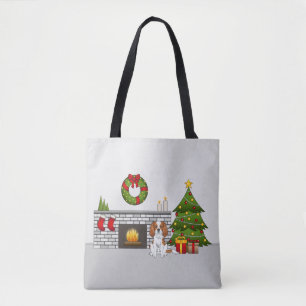 Blenheim Cavalier Dog In A Festive Christmas Room Tote Bag