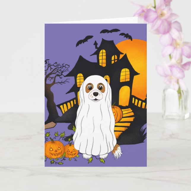 Blenheim Cavalier Ghost Halloween  Card (Orchid)