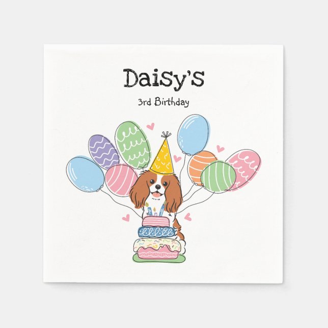 Blenheim Cavalier King Charles Spaniel Birthday Napkin (Front)
