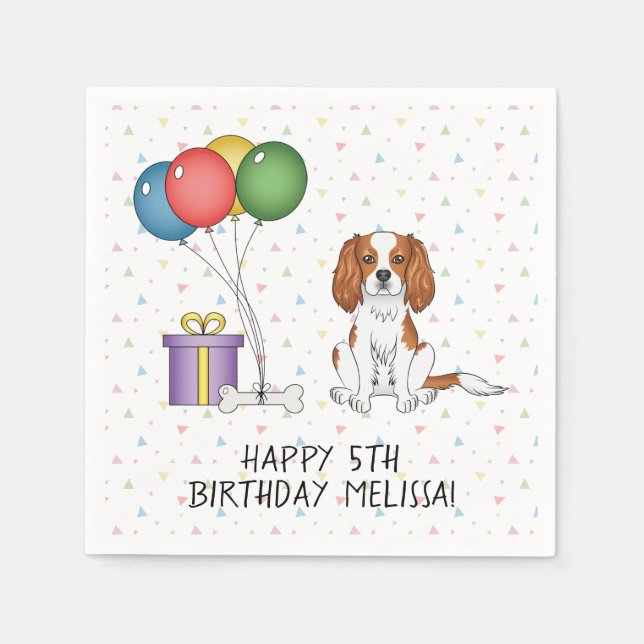 Blenheim Cavalier King Charles Spaniel - Birthday Napkin (Front)