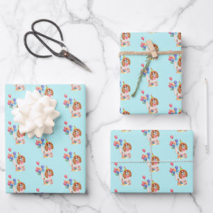 Blenheim Cavalier King Charles Spaniel Birthday Wrapping Paper Sheet