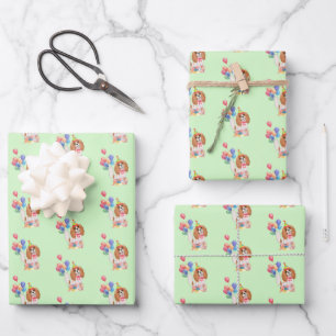 Blenheim Cavalier King Charles Spaniel Birthday  Wrapping Paper Sheet