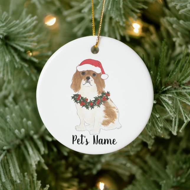Blenheim Cavalier King Charles Spaniel Christmas Ceramic Ornament (Tree)