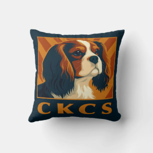 Blenheim Cavalier King Charles Spaniel CKCS Retro Cushion