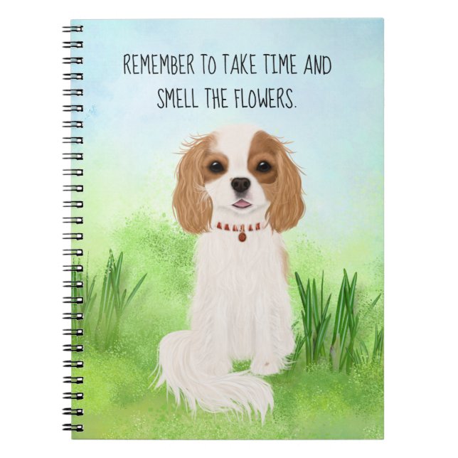 Blenheim Cavalier King Charles Spaniel Flowers   Notebook (Front)