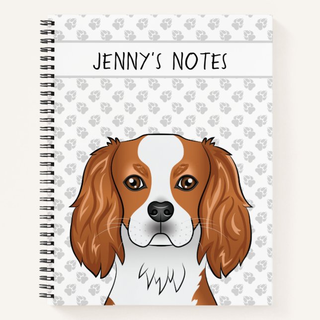 Blenheim Cavalier King Charles Spaniel Head & Text Notebook (Front)