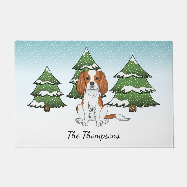 Blenheim Cavalier King Charles Spaniel In Winter Doormat (Front)