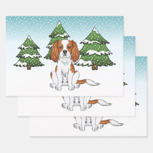Blenheim Cavalier King Charles Spaniel In Winter Wrapping Paper Sheet