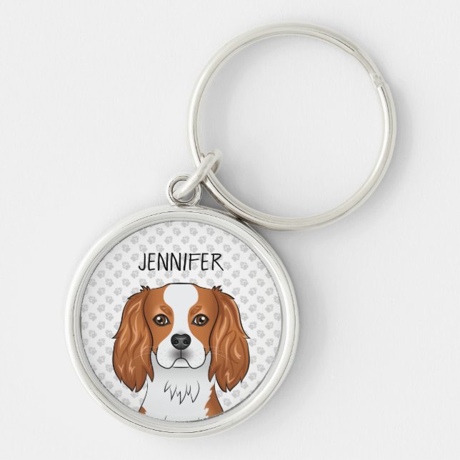 Blenheim Cavalier King Charles Spaniel & Name Keyc Key Ring (Front)