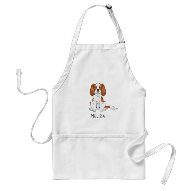 Blenheim Cavalier King Charles Spaniel & Name Standard Apron (Front)
