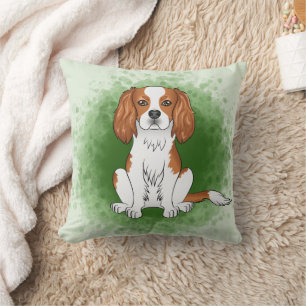 Blenheim Cavalier King Charles Spaniel On Green Cushion