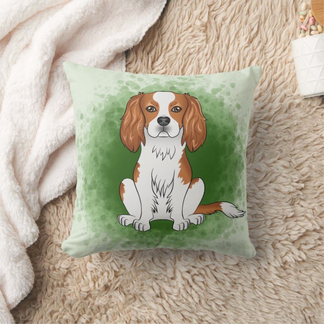 Blenheim Cavalier King Charles Spaniel On Green Cushion (Blanket)