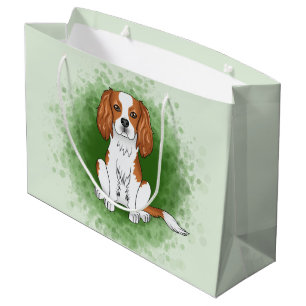 Blenheim Cavalier King Charles Spaniel On Green Large Gift Bag