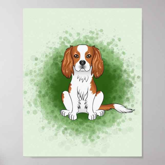 Blenheim Cavalier King Charles Spaniel On Green Poster (Front)