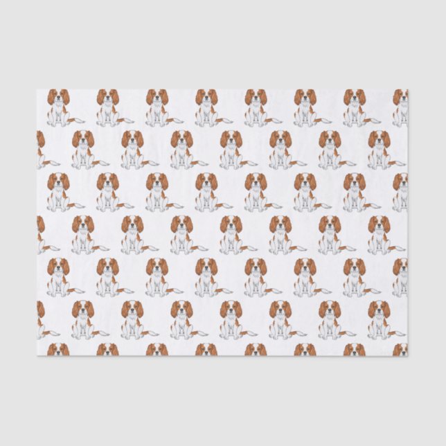 Blenheim Cavalier King Charles Spaniel Pattern Tissue Paper (Front)