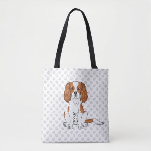 Blenheim Cavalier King Charles Spaniel & Paws Tote Bag