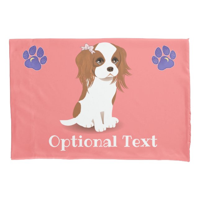 Blenheim Cavalier King Charles Spaniel Pink Pillow Pillowcase (Front)