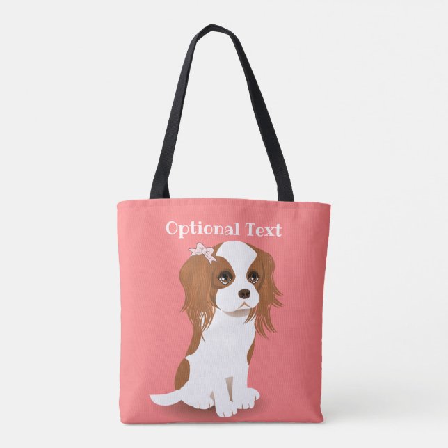 Blenheim Cavalier King Charles Spaniel Pink Tote Bag (Back)