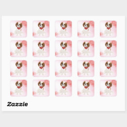 Blenheim Cavalier King Charles Spaniel Puppy Square Sticker