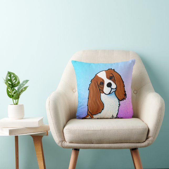 Blenheim Cavalier Spaniel Throw Pillow (Chair)
