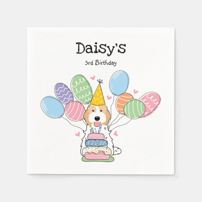 Blenheim Cockapoo Cavapoo Birthday Party Paper Napkin (Front)