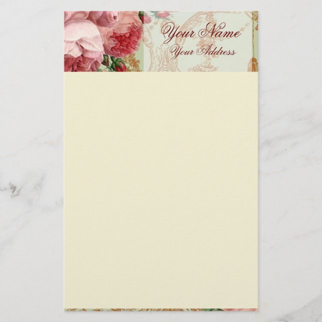 Blenheim Rose - Sage Green - Personalised Personal Stationery (Front)