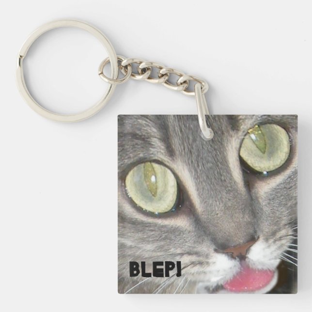 Blep Cat tounge Stickers Key Ring (Front)