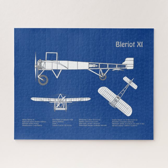 Bleriot XI - Aeroplane Blueprint Drawing Plans ABD Jigsaw Puzzle (Horizontal)