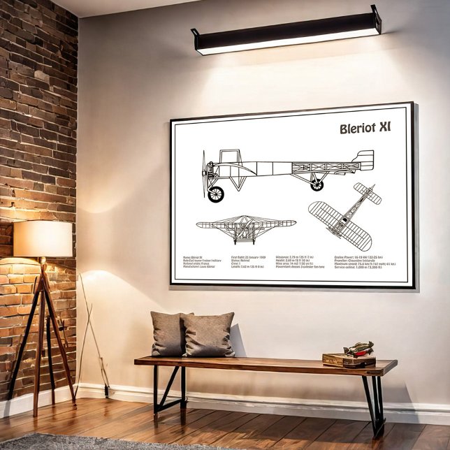 Bleriot XI - Aeroplane Blueprint Drawing Plans BD Poster (Creator Uploaded)