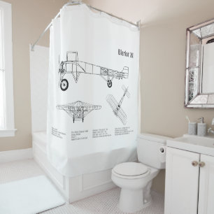Bleriot XI - Aeroplane Blueprint Drawing Plans BD Shower Curtain
