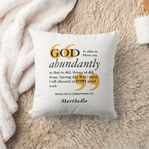 BLESS ABUNDANTLY 2 Cor 9 8 Positive Affirmation Cushion