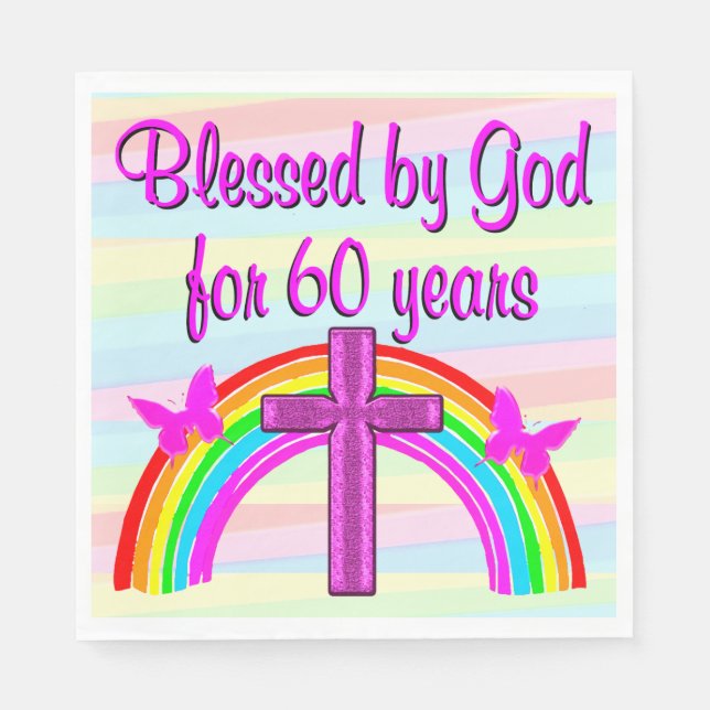 BLESS BY GOD 60TH BIRTHDAY PAPER NAPKINS (Front)