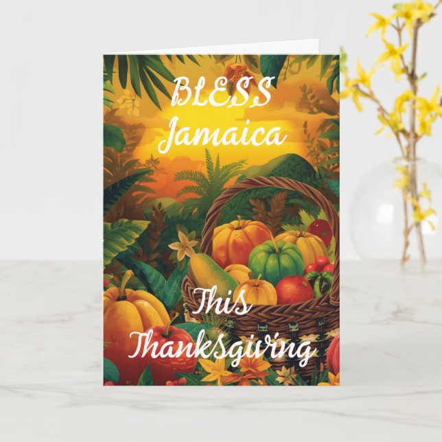 Bless Jamaica thanksgiving Card (Yellow Flower)