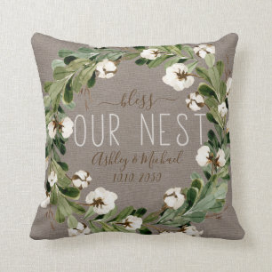 Bless Nest Cotton Wreath Photo Wedding Keepsake Cushion