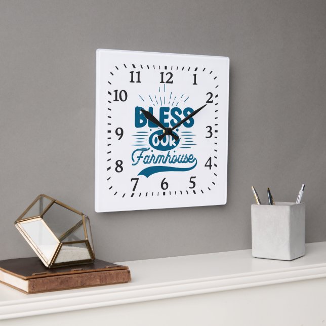 Bless our Farmhouse Square Wall Clock (Office)