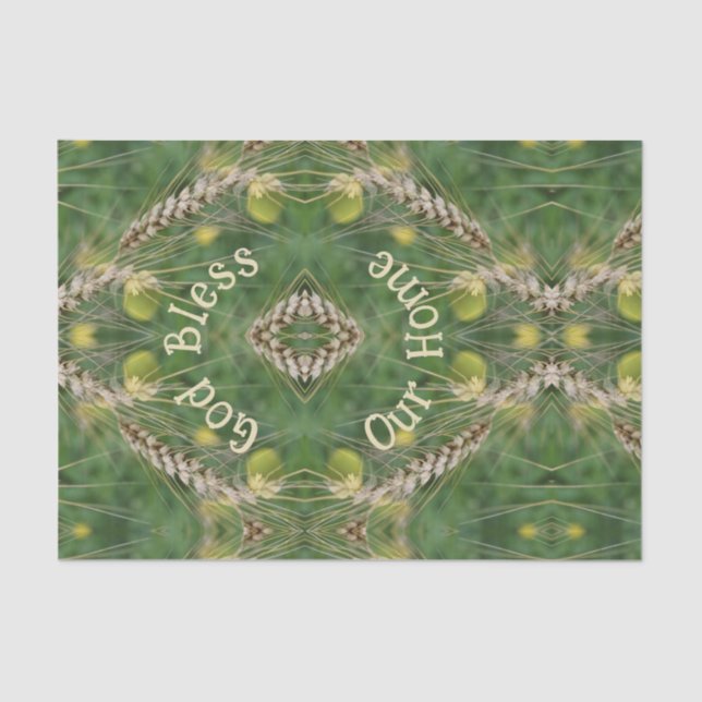 Bless Our Home Dried Grass Abstract Decoupage Tissue Paper (Front)