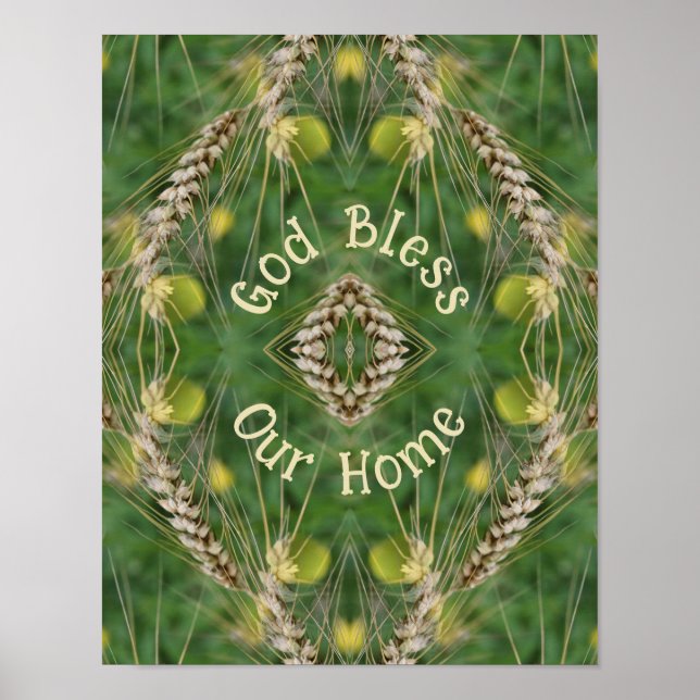 Bless Our Home Dried Grass Abstract Poster (Front)