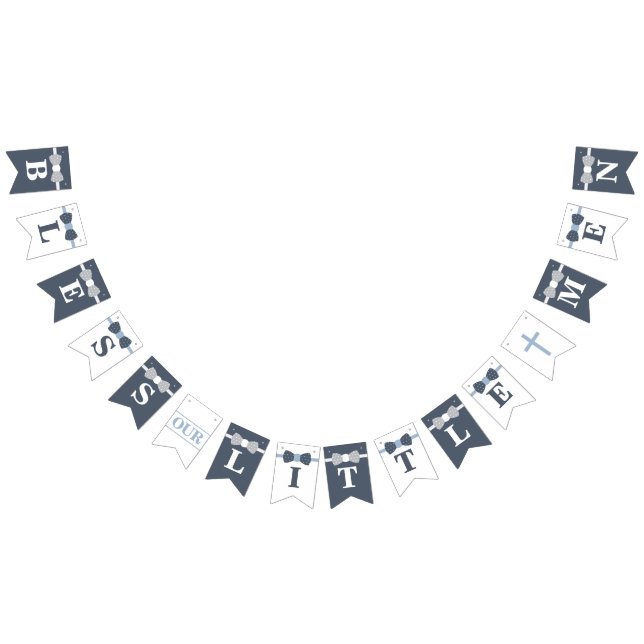 Bless Our Little Men Banner, Navy, Grey Bunting (All)