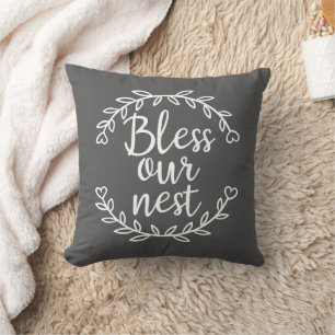 Bless Our Nest Farmhouse Grey Accent Cushion