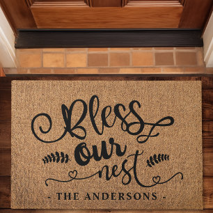 Bless Our Nest Personalised Faux Burlap Doormat