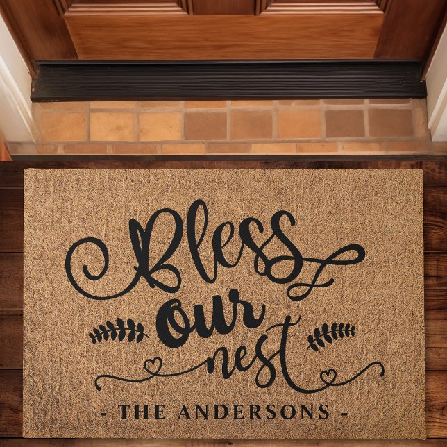 Bless Our Nest Personalised Faux Burlap Doormat (Creator Uploaded)