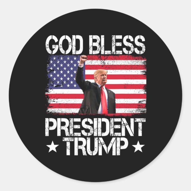 Bless President Trump 2024 Support Trump Election  Classic Round Sticker (Front)