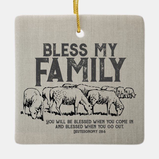 Bless Scripture Ceramic Ornament (Front)