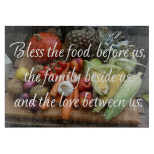BLESS THE FOOD BEFORE US. CUTTING BOARD