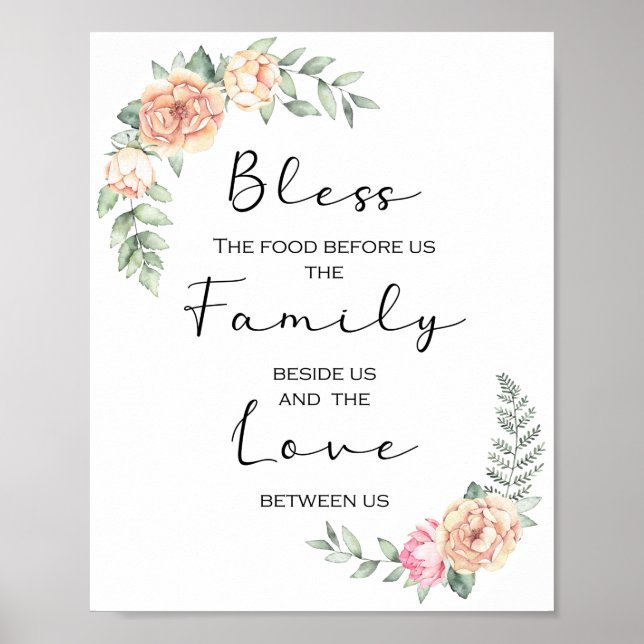 Bless the Food Before us Kitchen Prayer Poster (Front)