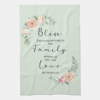 Bless the Food Before Us Kitchen Prayer Tea Towel