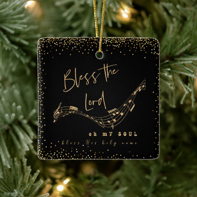 Bless the Lord Psalm Scripture Quote Ceramic Ornament (Tree)
