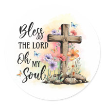 Bless the Lord stickers with cross, Christian gift
